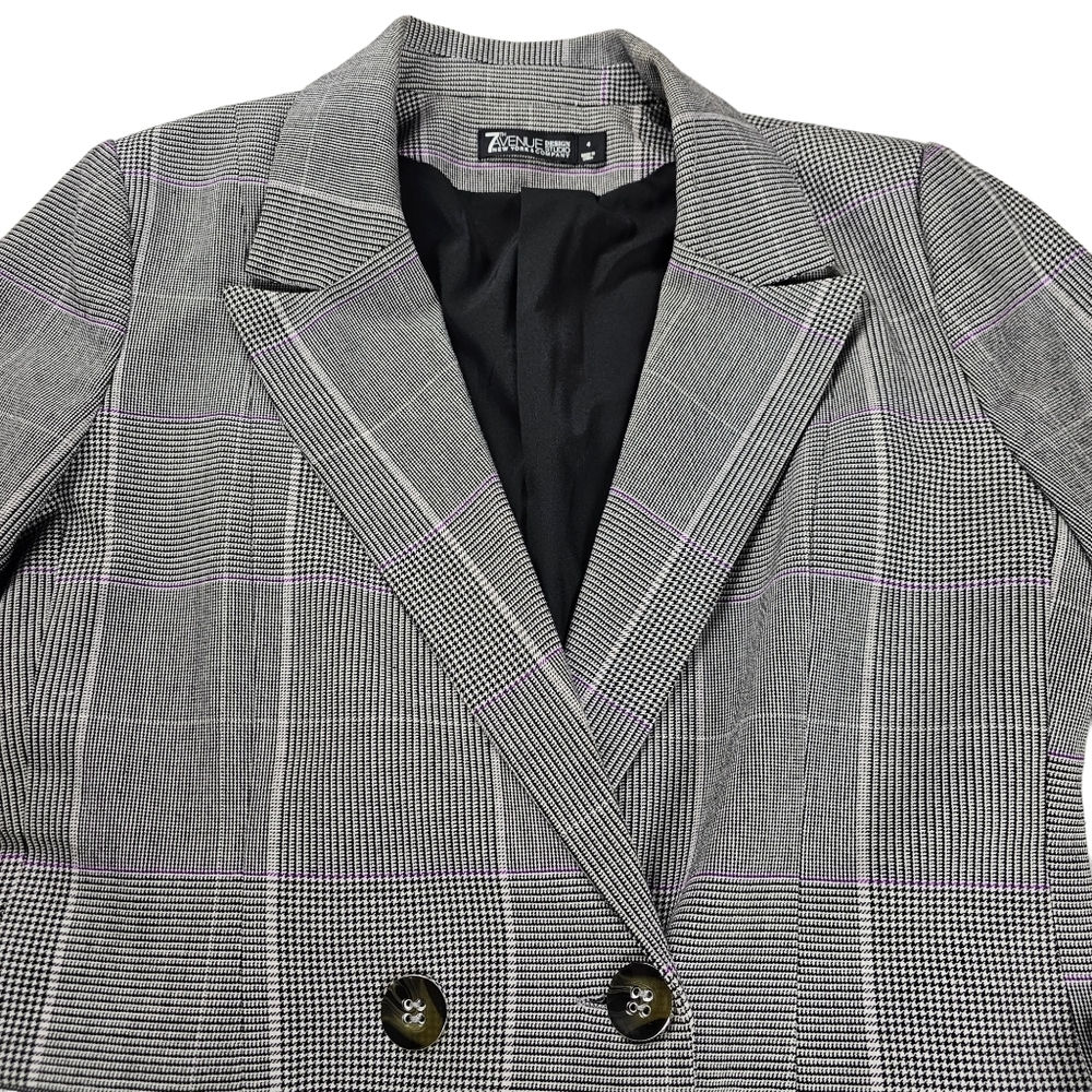 7th Avenue Design New York and Company Plaid Black White Blazer Women's Size 4 - Picture 8 of 16
